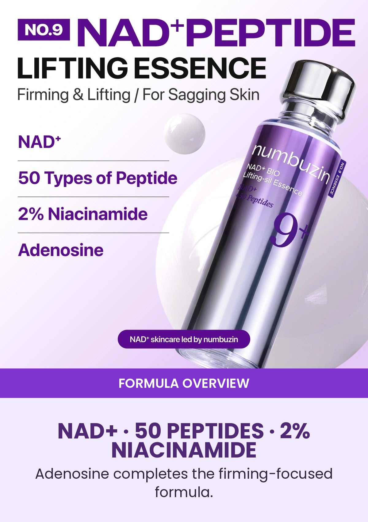 NUMBUZIN No.9 NAD+ peptide lifting essence formula overview